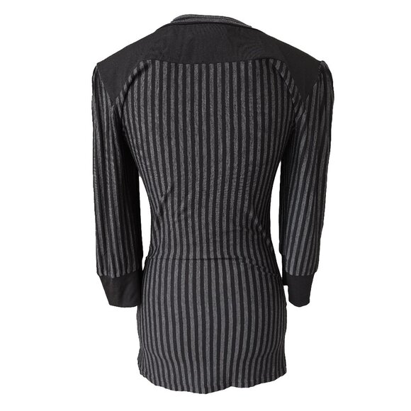 EC Star Y2k Goth Top Black Retro 60s Mod Stripe 3/4 Sleeve Top - Picture 5 of 8